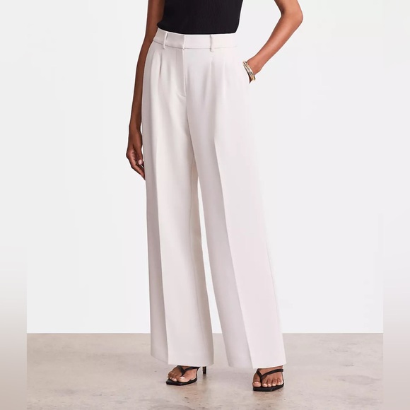 LOFT Pants - LOFT Versa Crepe Drape Pleated Relaxed Straight Pants Petite NWT